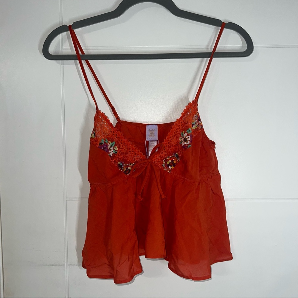 NWT Savage X Fenty Orange Night Lace Cami Pajama Babydoll Cut Size Medium